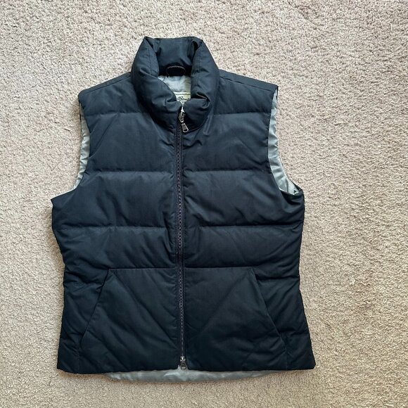 Eddie Bauer Vest Womens Small Full Zip Mock Neck Down Fill Puffer Black Pockets - Picture 1 of 12